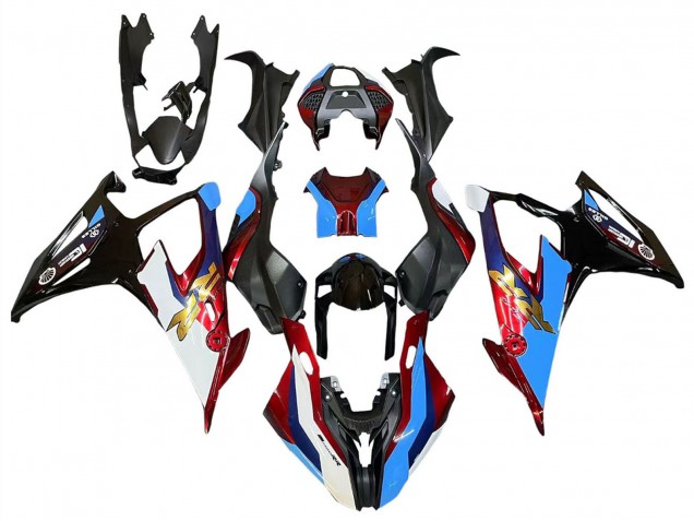 Carénages Moto BMW S1000RR 2019-2022 - Noir Rouge Bleu