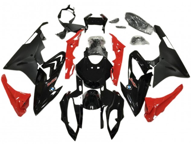 Carénages Moto ABS BMW S1000RR 2017-2018 - Rouge Noir Brillant Noir Mat