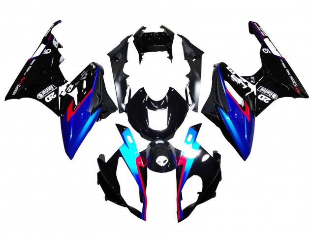 Carénages Moto BMW S1000RR 2015-2016 - Rouge Bleu Noir Noir Brillant