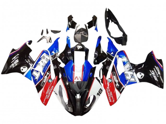 Carénage Moto BMW S1000RR 2015-2016 - Bleu Rouge Noir Brillant