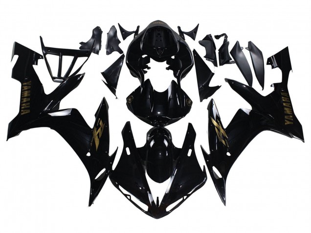 Carénages Moto Yamaha YZF 1000 R1 2004-2006 - Noir Brillant Or Décalque