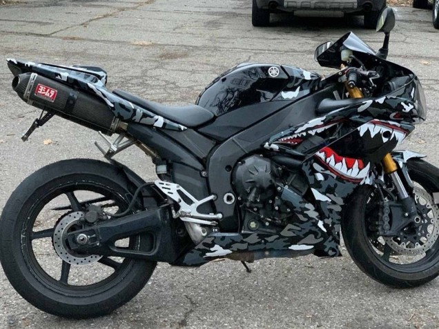 Carénages Moto Yamaha YZF 1000 R1 2007-2008 - Gris Blanc Camouflage Requin