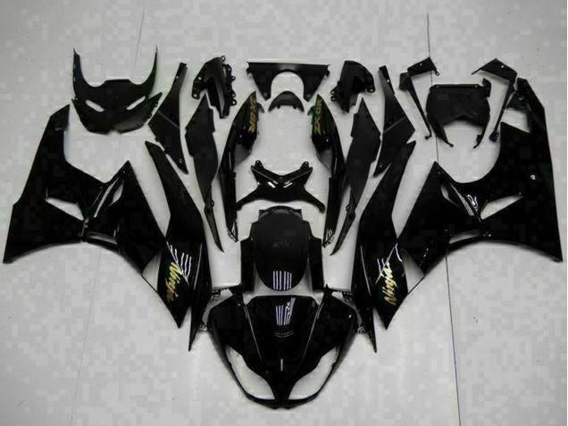Carénages Moto Kawasaki ZX6R 2009-2012 - Noir Brillant Or Ninja