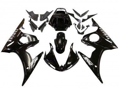 Carénages Moto Yamaha YZF R6 2003-2004 - Noir Brillant Blanc Décalque