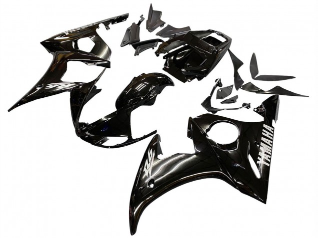 Carénages Moto Yamaha YZF R6S 2006-2009 - Noir Brillant Blanc Décalque