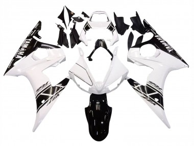 Carénages Moto Yamaha YZF R6S 2006-2009 - Blanc Noir Brillant