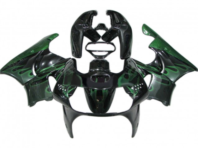 Carénages Moto Honda CBR900RR 919 1998-1999 - Noir Brillant Vert Flamme