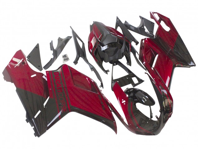 Carénage Moto Ducati 848 2007-2014 - Rouge Noir Brillant