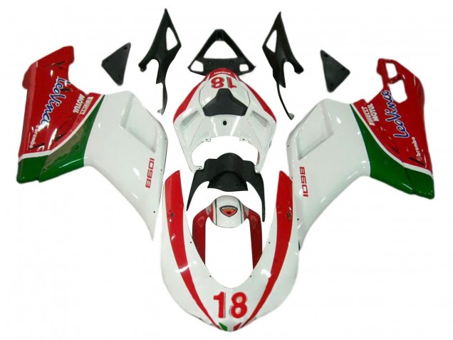 Carénages Moto Ducati 848/1098/1198 2007-2014 - Blanc Rouge Vert 18