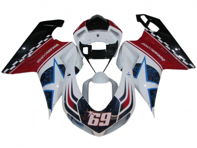 Carénages Moto Ducati 848/1098/1198 2007-2014 - Blanc Rouge Bleu Noir Brillant Corse 69