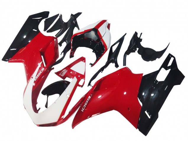Carénages Moto Ducati 1098 2007-2014 - Blanc Rouge Noir Brillant