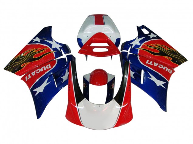 Carénages Moto Ducati 748/916/996/998 1993-2005 - Blanc Rouge Bleu Noir Brillant Flamme