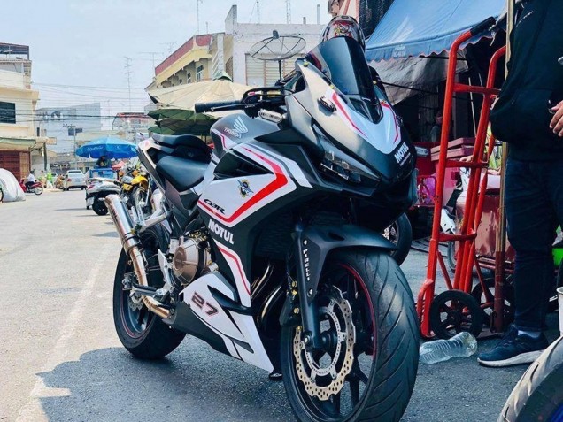 Carénages Moto Honda CBR500R 2016-2018 - Blanc Rouge Noir Mat
