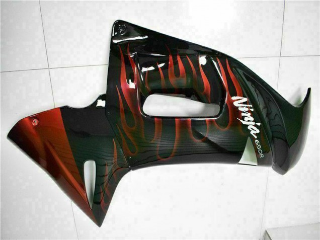 Carénages Moto Kawasaki EX650 2006-2008 - Noir Brillant Rouge Flamme
