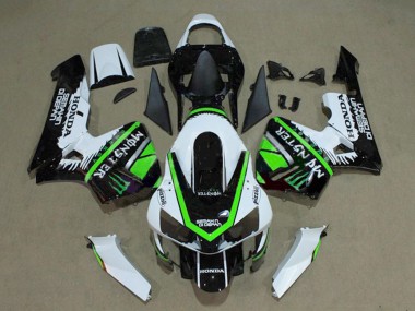 Carénages Moto Honda CBR600RR 2003-2004 - Blanc Vert Noir Brillant Monstre