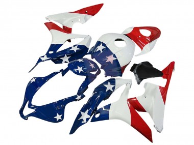 Carénages Moto Honda CBR600RR 2007-2008 - Blanc Bleu Rouge Étoile