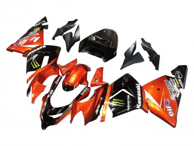 Carénages Moto Kawasaki ZX10R 2004-2005 - Burnt Orange Noir Monstre Elf