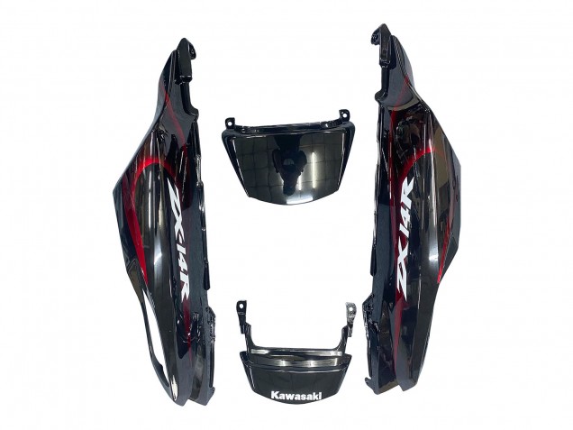 Kits Carénage Moto Kawasaki ZX14R ZZR1400 2006-2011 - Noir Brillant Rouge Flamme