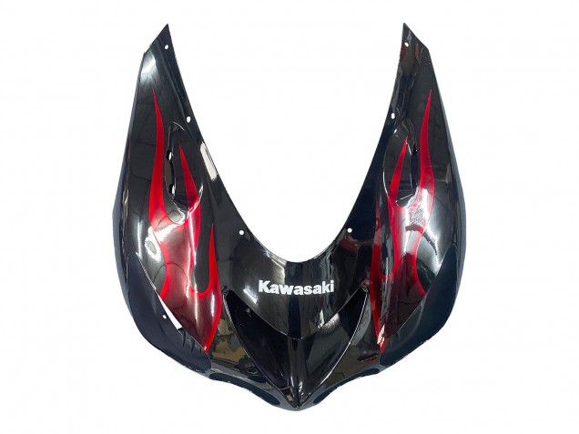 Kits Carénage Moto Kawasaki ZX14R ZZR1400 2006-2011 - Noir Brillant Rouge Flamme
