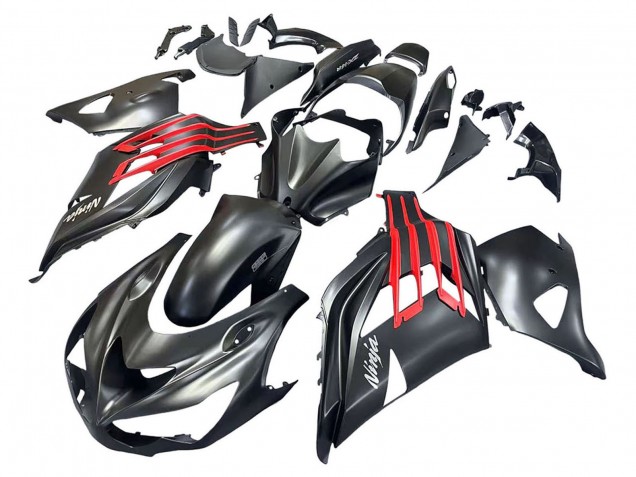 Carénages Moto Kawasaki ZX14R ZZR1400 2012-2024 - Noir Mat Rouge Blanc Ninja
