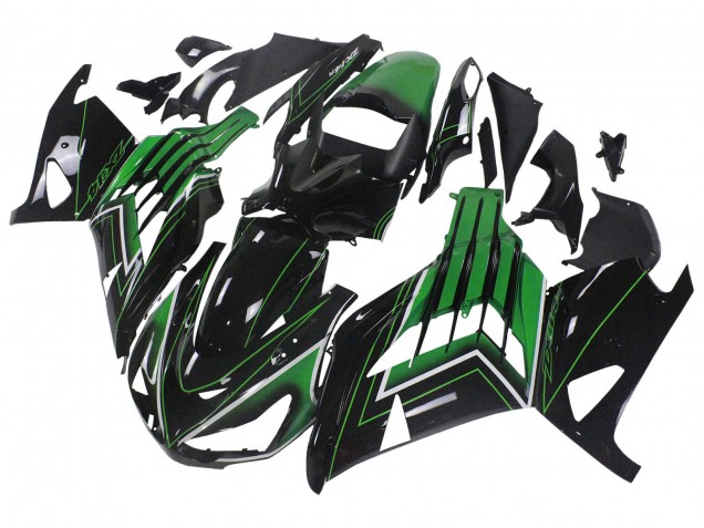 Carénages Moto Kawasaki ZX14R ZZR1400 2012-2024 - Vert Noir Brillant Bande