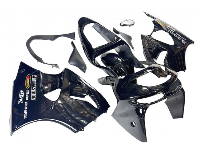 Carénages Moto Kawasaki ZX6R 1998-1999 - Noir Brillant Jaune Elf Bridgestone