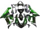 Carénage Moto Kawasaki ZX6R 2005-2006 - Noir Brillant Vert Flamme