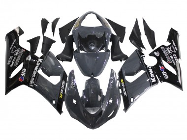 Carénages Moto Kawasaki ZX6R 2005-2006 - Gris Foncé Noir
