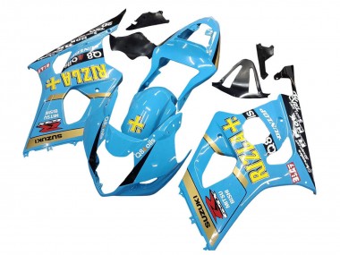 Carénages Moto Suzuki GSXR 1000 2003-2004 - Bleu Clair Jaune Noir Rizla Motul