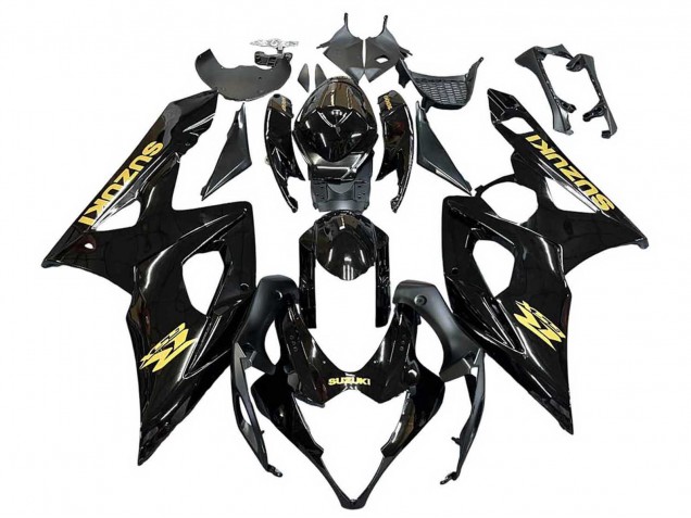 Carénages Moto Suzuki GSXR 1000 2005-2006 - Noir Brillant Or Décalque