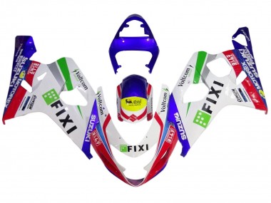 Carénages Moto Suzuki GSXR 600 / GSXR 750 2004-2005 - Blanc Bleu Rouge Jaune Vert Fixi