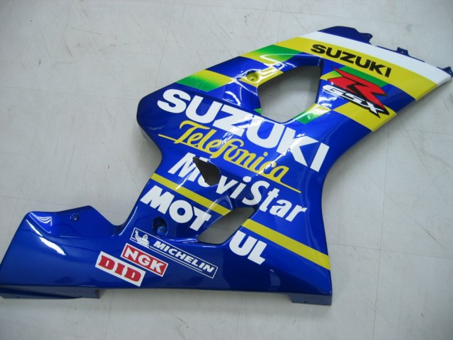 Carénages Moto Suzuki GSXR 600 / GSXR 750 2004-2005 - Bleu Blanc Jaune Vert Telefumica Motul MoviStar