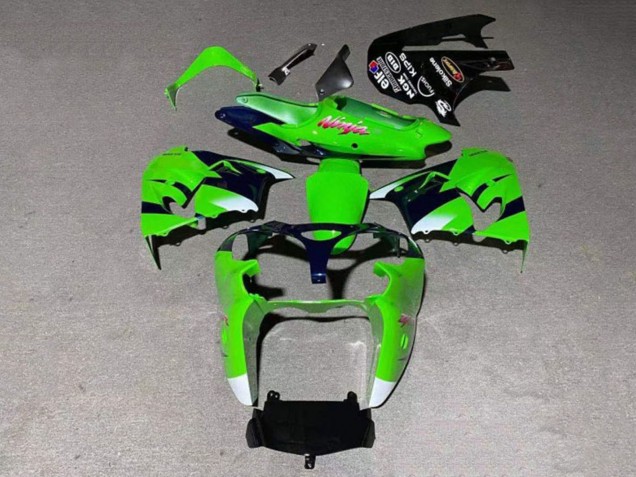 Carénage Moto Kawasaki ZX9R 2000-2001 - Vert Blanc Noir Brillant