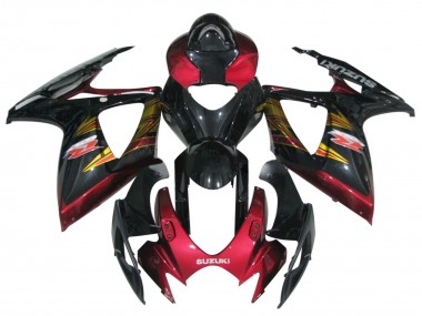Carénage Moto Suzuki GSXR 600 / GSXR 750 2006-2007 - Noir Brillant Rouge Or