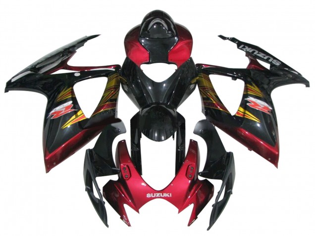 Carénage Moto Suzuki GSXR 600 / GSXR 750 2006-2007 - Noir Brillant Rouge Or