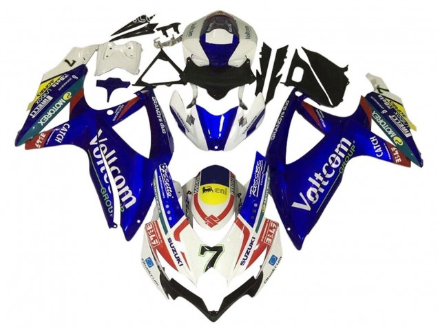 Carénages Moto Suzuki GSXR 600 / GSXR 750 2006-2007 - Blanc Bleu Jaune Rouge Voltcom