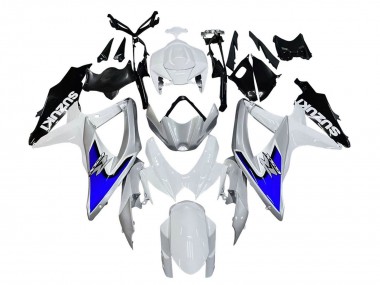 Carénages Moto Suzuki GSXR 600 / GSXR 750 2008-2010 - Blanc Argent Bleu Noir