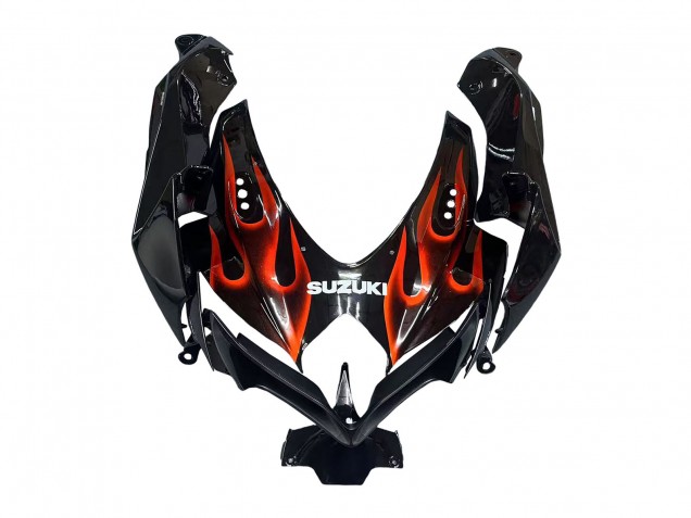 Carénages Moto Suzuki GSXR 600 / GSXR 750 2008-2010 - Noir Brillant Orange Flamme