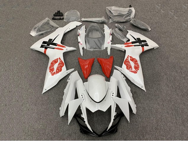 Carénages Moto Suzuki GSXR 600 / GSXR 750 2008-2010 - Blanc Rouge Lipstick