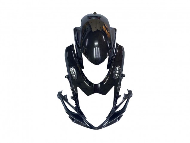Carénages Moto Suzuki GSXR 600 / GSXR 750 2011-2024 - Noir Brillant Fibre de Carbone Forgée Argent Rouge