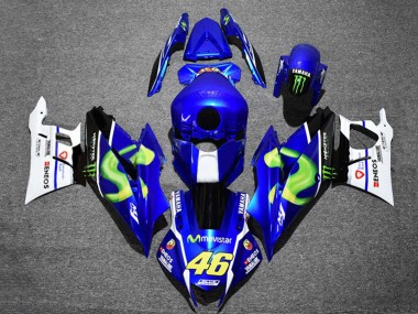 Carénages Moto Yamaha YZF R3/R25 2019-2021 - Bleu Blanc Vert Noir Monstre MoviStar ENEOS 46