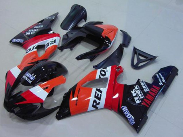 Carénage Moto Yamaha YZF R1 2000-2001 - Orange Blanc Rouge Noir Repsol
