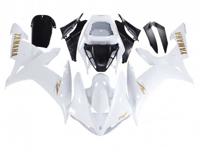 Carénages Moto Yamaha YZF 1000 R1 2002-2003 - Blanc Or Décalque