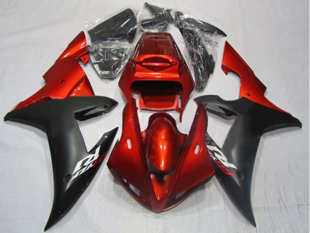 Carénages Moto Yamaha YZF 1000 R1 2002-2003 - Rouge Noir Mat