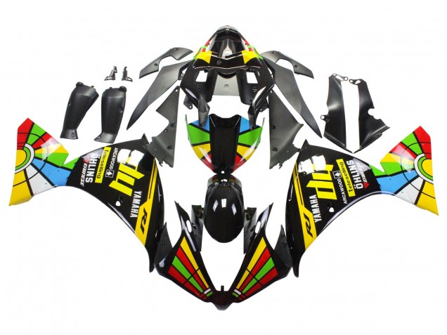 Carénages Moto Yamaha YZF 1000 R1 2012-2014 - Noir Brillant Jaune Vert Bleu Rouge Roue Chromatique