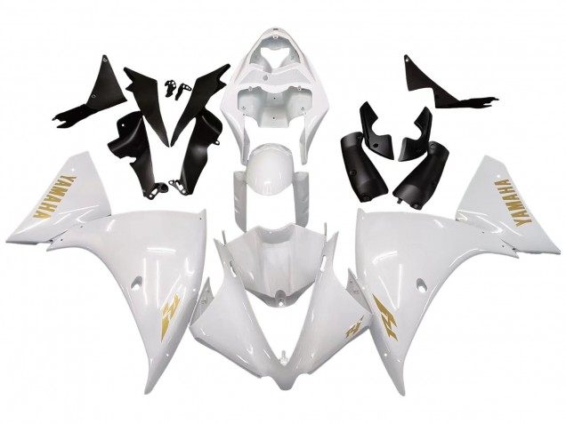 Carénages Moto Yamaha YZF 1000 R1 2012-2014 - Blanc Or Décalque