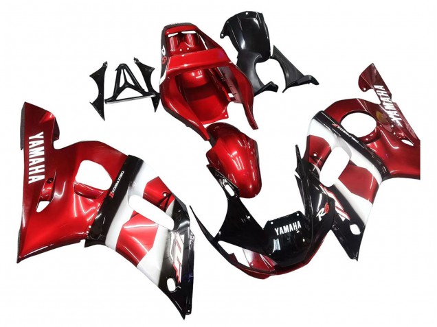Carénages Moto Yamaha YZF 600 R6 1998-2002 - Rouge Blanc Noir Brillant