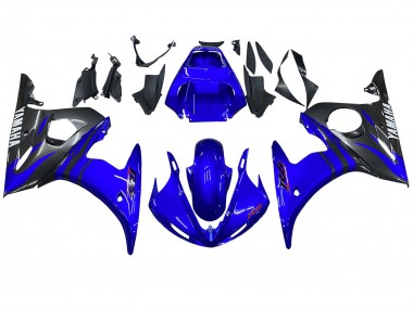 Carénages Moto Yamaha YZF R6 2003-2004 - Bleu Noir Brillant