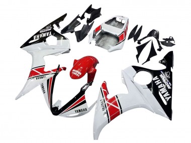 Carénages Moto Yamaha YZF R6 2003-2004 - Blanc Rouge Noir Brillant Motul