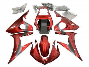 Carénage Moto Yamaha YZF R6 2003-2004 - Rouge Noir Mat